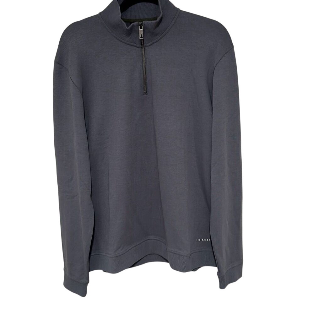 NWT Ted Baker Mens Charcoal Antram Half Zip Funnel Neck Sweatshirt Size XL